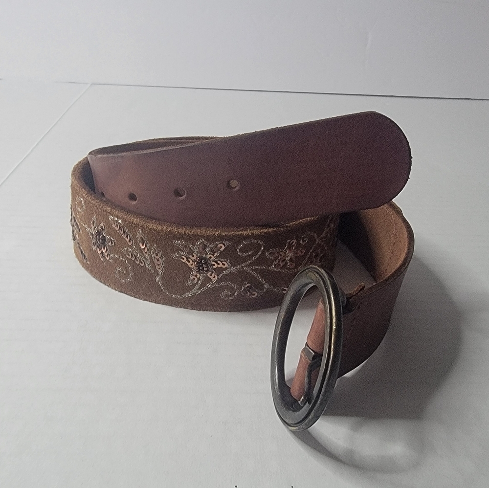 Abercrombie & Fitch  Women's  Beaded Leather Belt, Brown Size M